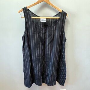 Black & White Striped Sleeveless Linen‎ Dress By Chalet et Cici